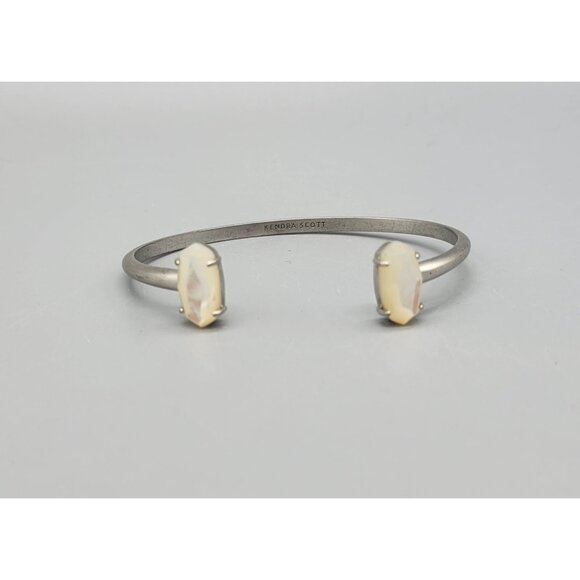 Kendra Scott Silver Tone White Stone Bangle Bracelet B1A - Picture 1 of 8